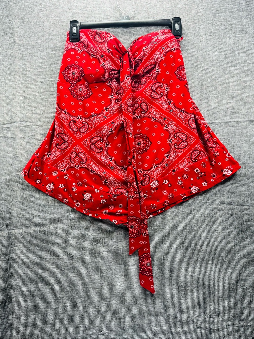 Red Bandana Print Tie-Front Crop Top